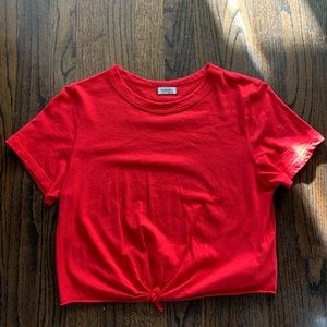 Sunday Best Red Crop Knot Tee